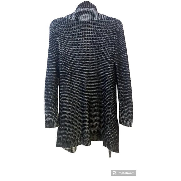 Princess Vera Wang cardigan metallic eyelash knitted draped front, black white, - Picture 5 of 6